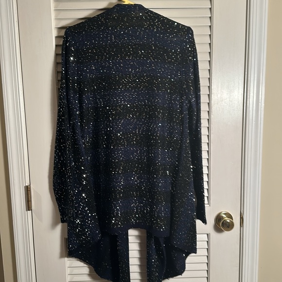 Joan Boyce Cardigan Blue/Black Stripe with Sequins Medium NWT - Picture 5 of 10